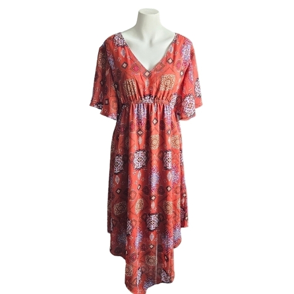 Maurices Dresses & Skirts - Maurices Medallion Midi Womens V-neck Dress Sz Large